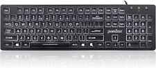 Large Print Computer Keyboard LED Lighted White Backlit Full Size Multimedia Key picture