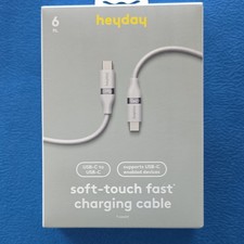 heyday 6 ft USB-C to USB-C Fast Charging Soft Touch Power Delivery Cable Gray picture