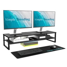2-Tier Metal Dual Monitor Stand Riser 32x10 Desk Organizer with Mouse Pad picture