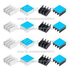 11x11x5mm Silver / Black Aluminum Heat Sink Radiator Cooler With Adhesive Tapes picture
