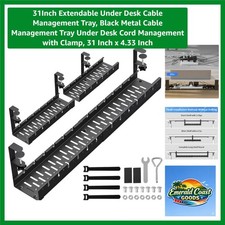 31-Inch Extendable Under Desk Cable Management Tray - No Drilling, Easy Install picture