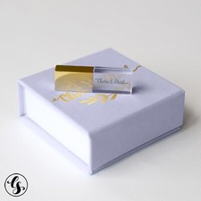 Gold Glass USB Flash Drive Engraved Custom Wedding Gift USB Box Pendrive picture