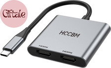 USB C to Dual HDMI Adapter, Dual Monitors Adapter USB C Hub with 2 HDMI Docking picture