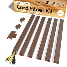 Cable Cover Raceway Wood Grain 23 Wires PVC Wall Mount Wire Hider 85in picture