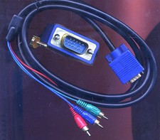 HD15 DSub VGA 3 RCA 12ft HDTV Video Graphics Component RGB Breakout Cable PC MAC picture