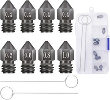 Creality 8pcs 3D Printer Hardened Steel MK8 Nozzles, Upgraded Tungsten Black  picture