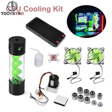 PC Liquid Water Cooling Kit 240mm CPU Block 2 LED Fan Pump Reservoir GB picture