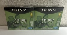 Sony CD-RW 5 Pack Blank Discs 700MB 80 Minute Rewritable New Factory Sealed(TWO) picture