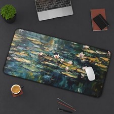 Monet Desk Mat Water Lilies Deskmat Claude Monet Floral Oil Painting Mousepad picture