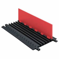 Cable Ramp, 1-1/4 in H, 36 in L, 16-7/8 in W, 5 Channel, Polyurethane, Black, picture