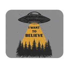 I Want to Believe UFO Abduction Mouse Pad | Alien Spaceship Desktop Mat picture