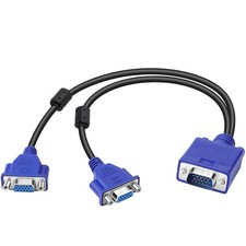 1 PC To 2 VGA SVGA Monitor Male to 2 Dual Female Y Adapter Splitter Cable 15 PIN picture