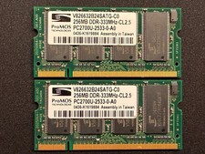 ProMOS 512MB (2X256MB) DDR 333MHz V826632B24SATG-C0 PC2700U-2533-0-A0 SODIMM picture
