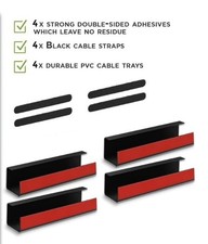 No-Screw under Desk Cable Management Tray  Self-Adhesive Install  Black Set Of 4 picture