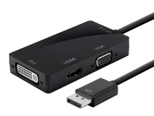 Monoprice DisplayPort 1.2a to 4K HDMI, Dual Link DVI, VGA Passive Adapter, Black picture