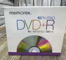 Memorex DVD-R 10 Pack 16X, 4.7GB 120 min W/Jewel Cases New Sealed Fast Ship picture