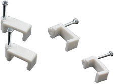 200 PCS 8mm Flat Ethernet Cable Wire Clips Single Coaxial Cable Clamps with Nail picture