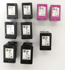 Lot Of Nine EMPTY Genuine HP 65 Black And Tri Color  Ink Cartridges Virgin Ink picture