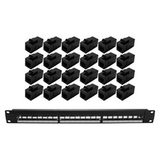 19Inch 1U Cabinet Rack Pass-Through 24 Port CAT6 Patch Panel RJ45 contact4890 picture