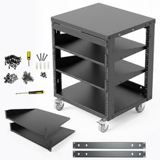 Axcessables 12U Open Frame Network & AV Rack with Caster Wheels, Two 2U Shelves, picture