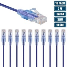 10x 7FT CAT6A RJ45 Ethernet LAN Network UTP Patch Cable Slim Cord Router Purple picture
