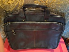 HERITAGE Genuine Leather BRIEFCASE LAPTOP BAG Dark Brown Double Zip Work picture