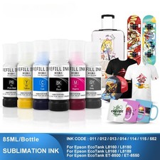 6x85ML Sublimation Ink For Epson 011 013 114 115 552 L8160 L8180 L8188 ET-8500 picture