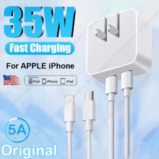 PD 35W Dual USB C Ports Fast Charger Adapter Type C Cable For iPhone 14/13/12/11 picture