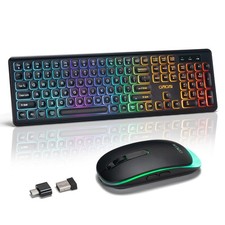 Wireless Keyboard and Mouse Combo for Mac, Rechargeable LED Backlit Keyboard ... picture
