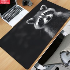 1pc 2D Flat Raccoon Close-Up Pattern Mouse Pad | Non-Slip Rubber Base, XXL Siz picture
