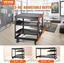VEVOR 9U Server Rack, 23–40'' Depth, 4-Post AV Rack with Casters, Wall/Floor Use picture