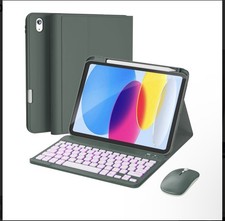 RAYMCRAFT iPad 11th Gen Case w/ Keyboard & Mouse Backlit Olive picture