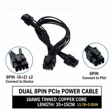 6 Pin to Dual (2) 8 Pin GPU Pcie Adapter For PC Computer GPU Power Cable picture