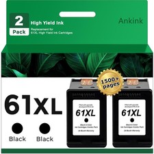 61XL Black Ink Cartridge Replacement for HP 61 XL HP61 HP61XL (2 Pack) Work w... picture