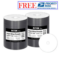 200 Pack Ritek Pro DVD-R 16X 4.7GB White Inkjet Hub Printable Blank Media Disc picture
