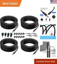Durable 33FT DC Power Extension Cables - 4-Pack with Secure Connectors & Clips picture