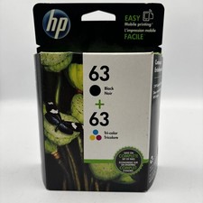 Genuine Factory Sealed HP 63 Black & 63 Color Ink Cartridges 2021-2022 picture