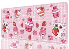 Cute Cat Gaming Pad, Pink Kawaii Cat Cartoon XL Pad Large Mousepad Extended L... picture