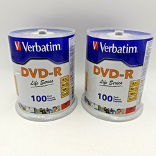VERBATIM Life Series 16X Recordable DVD-R DVDR 4.7GB 120 min 200 Discs FAST SHIP picture