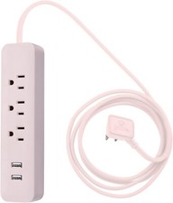Globe Electric 78257 Designer 3-Outlet 2 USB Surge Protector Power Strip - ROSE picture