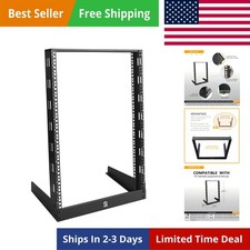 15U Desktop Rack for Audio & Network Devices 19 Inch 2 Post Open Frame Shelf ... picture