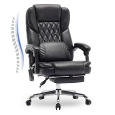 Office Chair Ergonomic High Back Massage Reclining Footrest Leather Black Desk picture