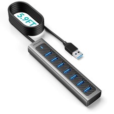 USB Hub 3.0, 8-Port USB Hub Long Cable 6 FT with 7-USB3.0 Data Ports and Type... picture