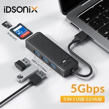 5 Ports USB 3.0 Type A HUB Adapter SD/TF Card Reader Multiport Splitter For PC picture