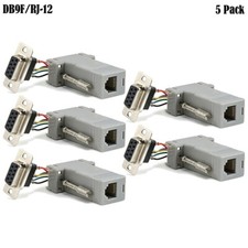 5x DB9 DB-9 Female via RJ12 Modular Adapter Serial Extender Connector Adaptor picture