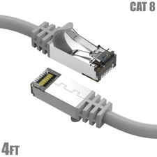 4FT CAT8 RJ45 Network LAN Ethernet SFTP Cable Copper Wire 40Gbps 2GHz 26AWG Gray picture