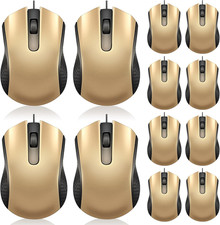 12 Pcs Wired Mouse Bulk, USB Ergonomic Computer Mice,Gold picture