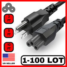 Lot of 1-100 AC 3 Prong Laptop Power Cord 3FT 5FT 10FT 125V C5 Premium Cable picture