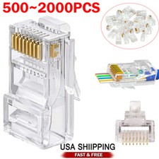 2000pk RJ45 Pass Through Modular Plug Network Cable Connector End 8P8C CAT6 CAT5 picture
