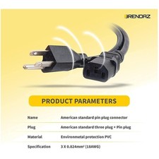 5-Pack 10ft PC Power Supply Cable - 3 Prong Replacement picture